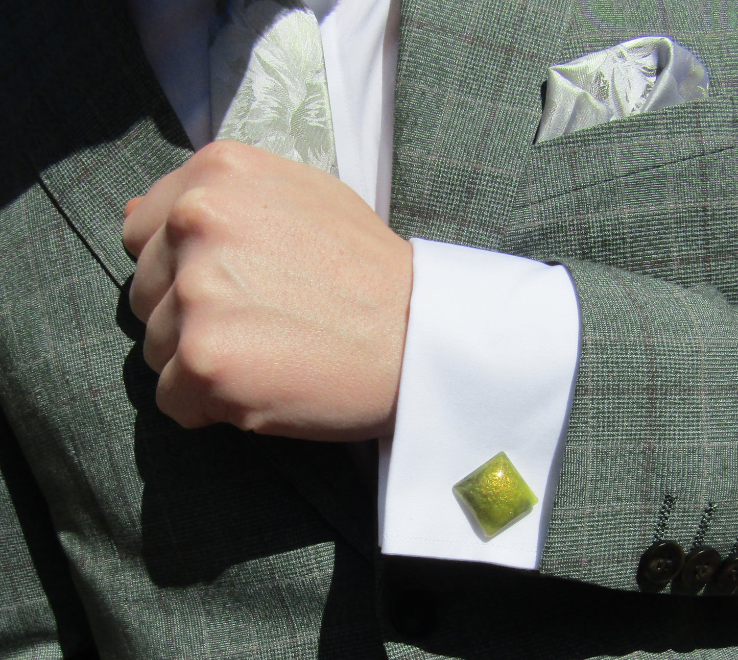 Green/Black diamond shape cufflinks