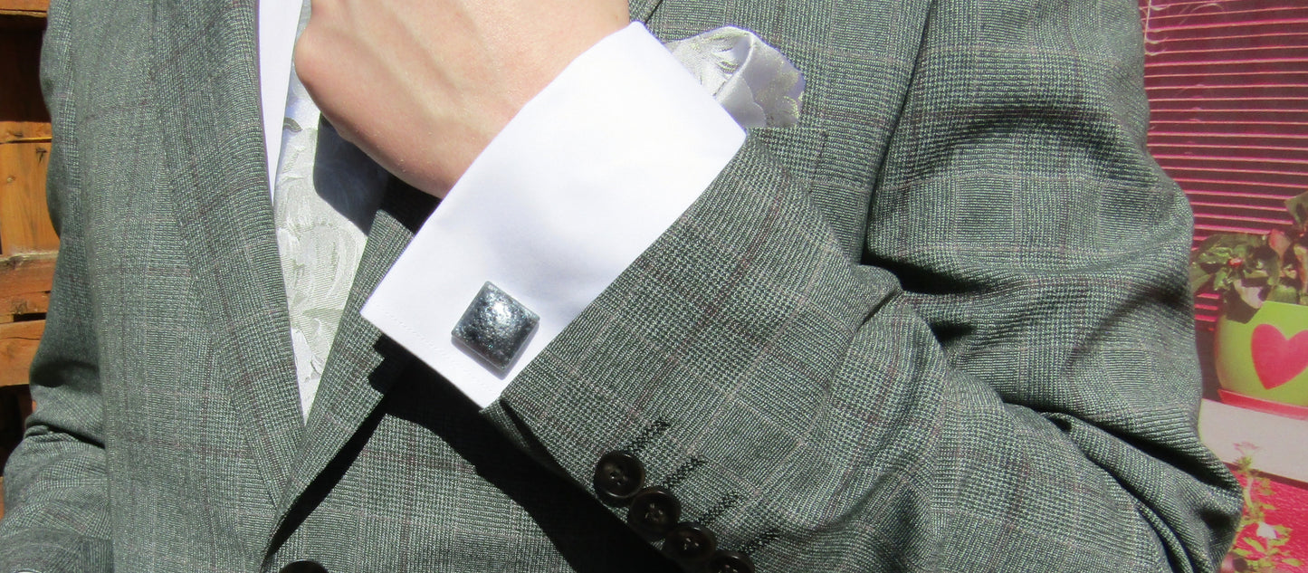 Grey/Silver Square Cufflinks
