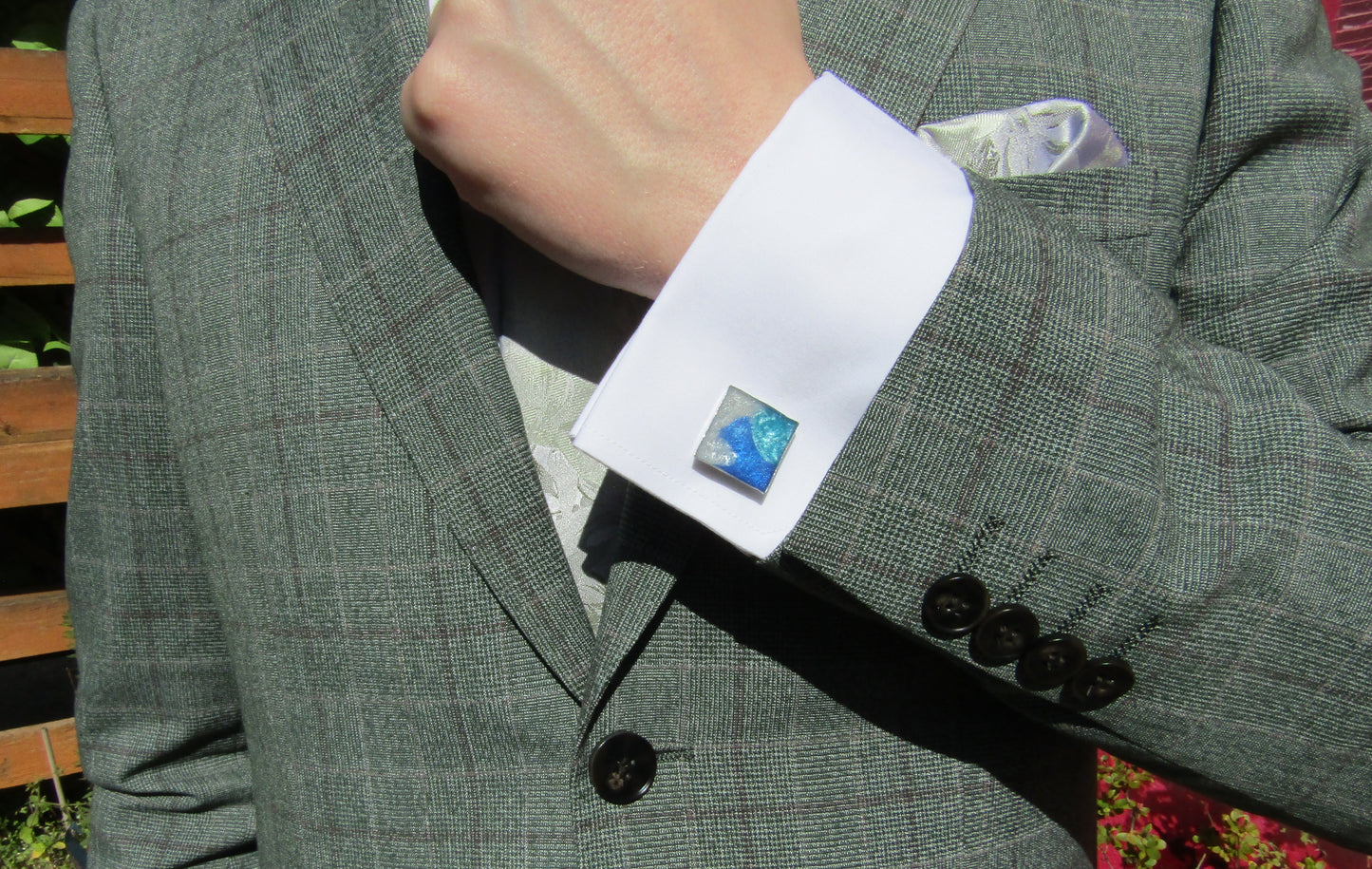 Blue/White Square Cufflinks