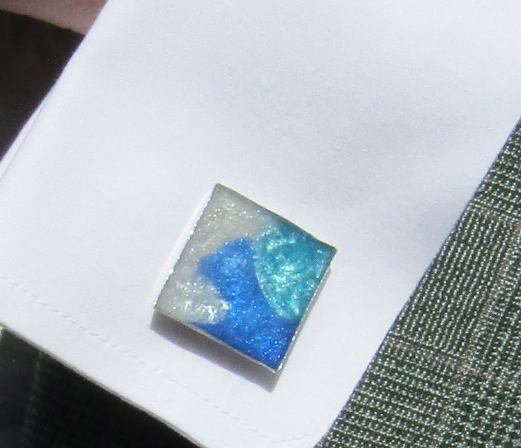 Blue/White Square Cufflinks