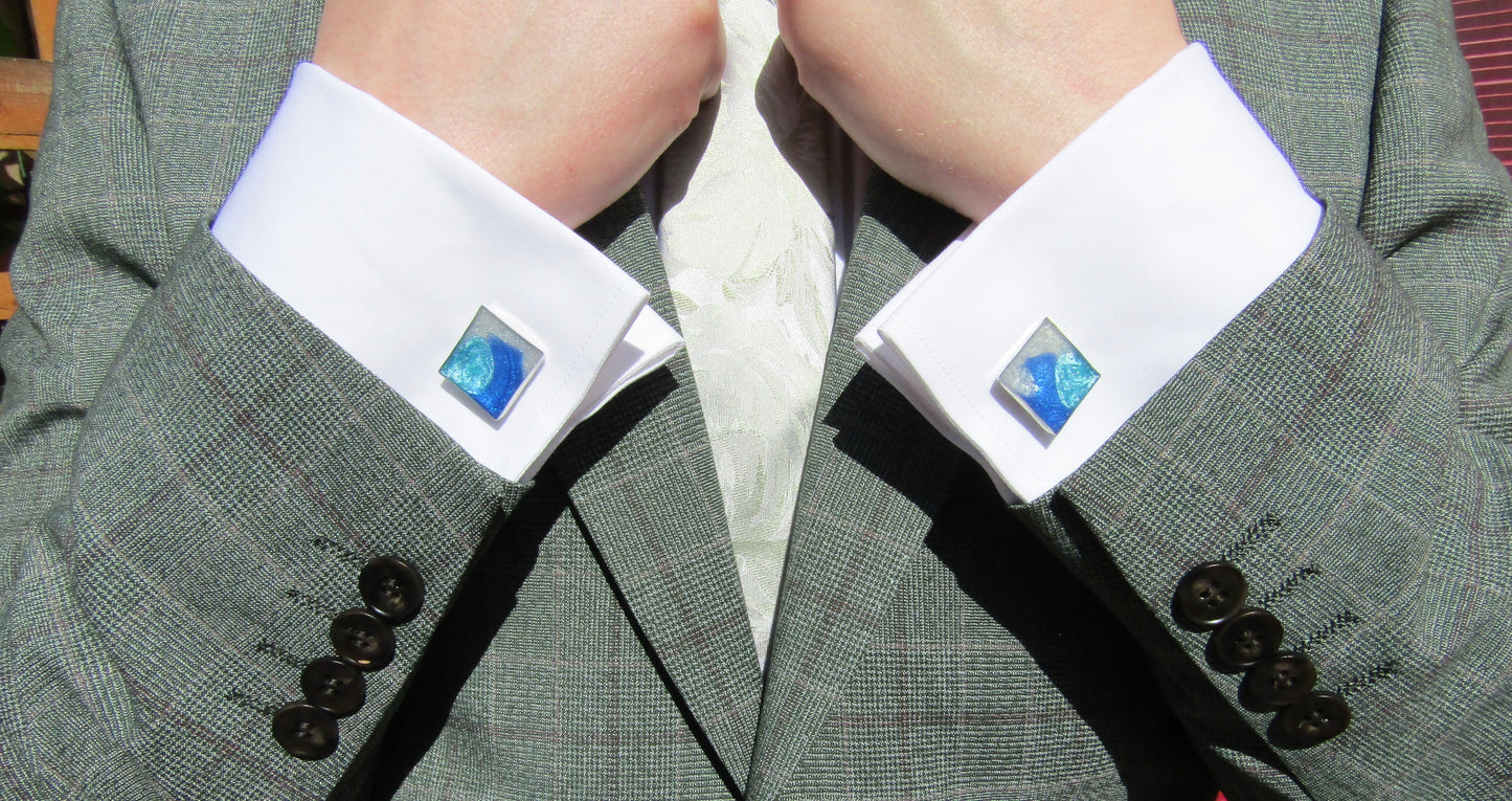 Blue/White Square Cufflinks