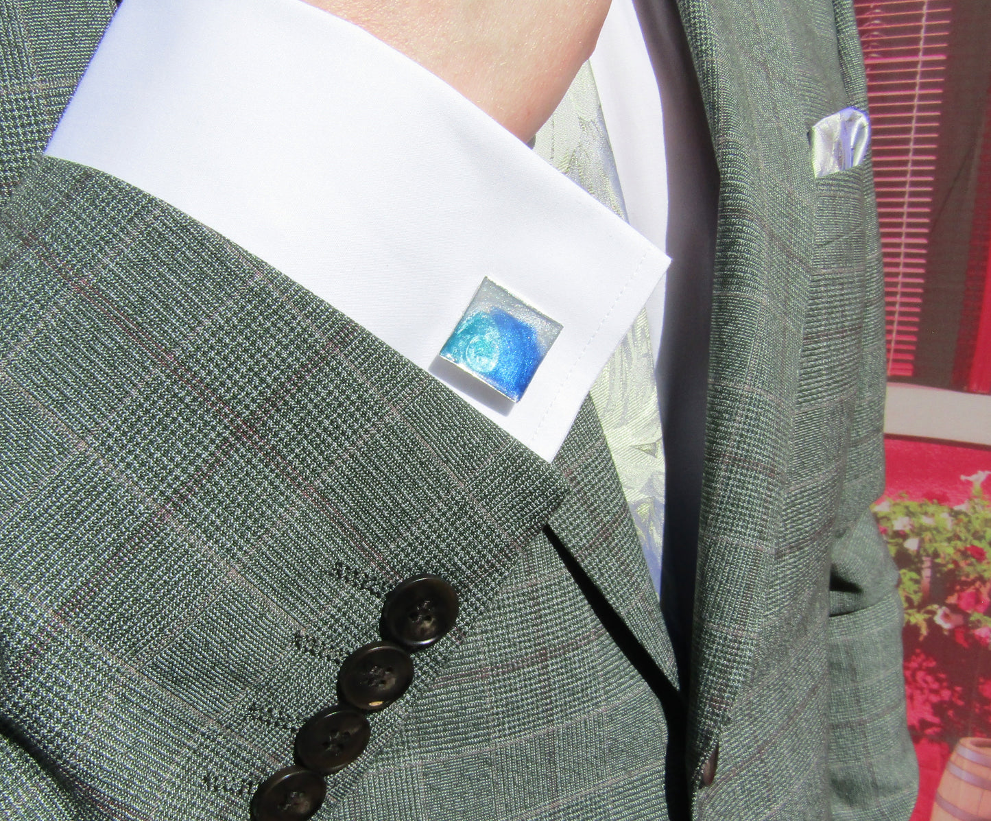 Blue/White Square Cufflinks