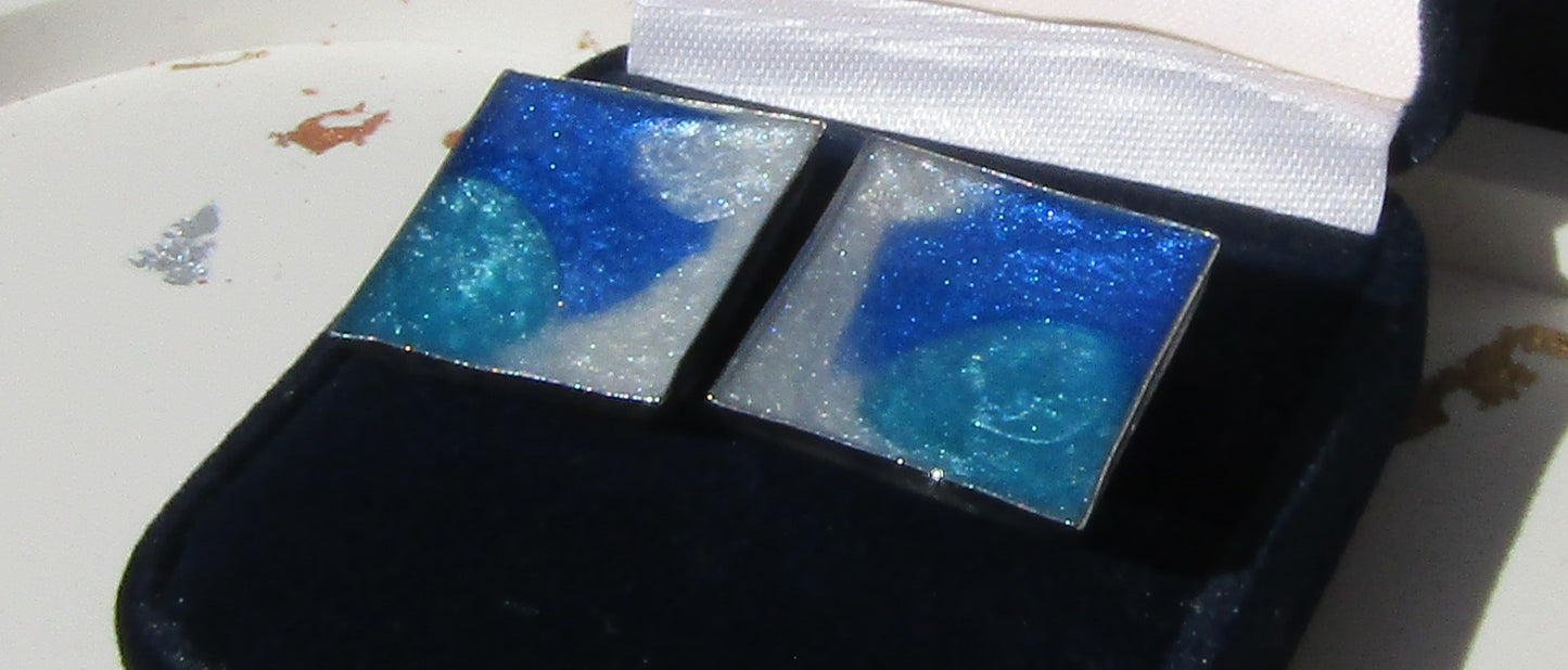 Blue/White Square Cufflinks