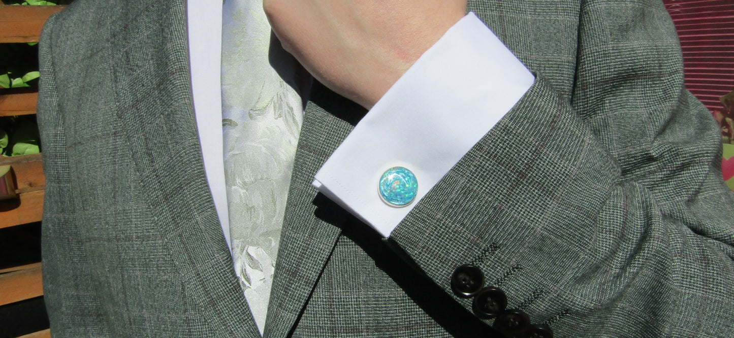 Aqua Sparkle cufflinks