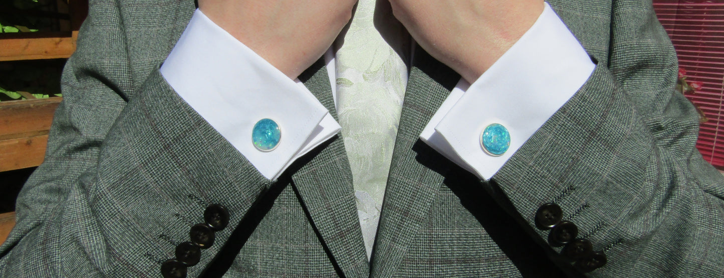 Aqua Sparkle cufflinks