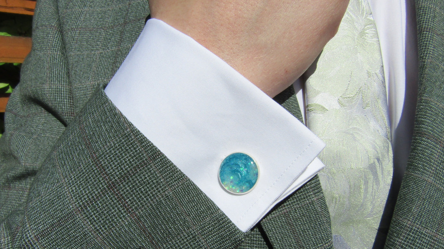 Aqua Sparkle cufflinks