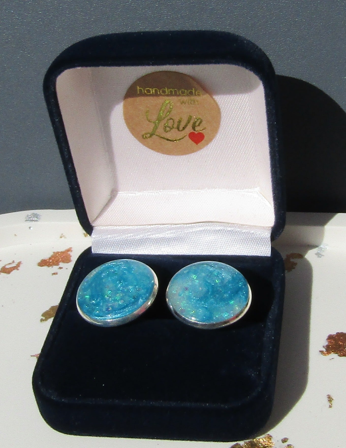 Aqua Sparkle cufflinks