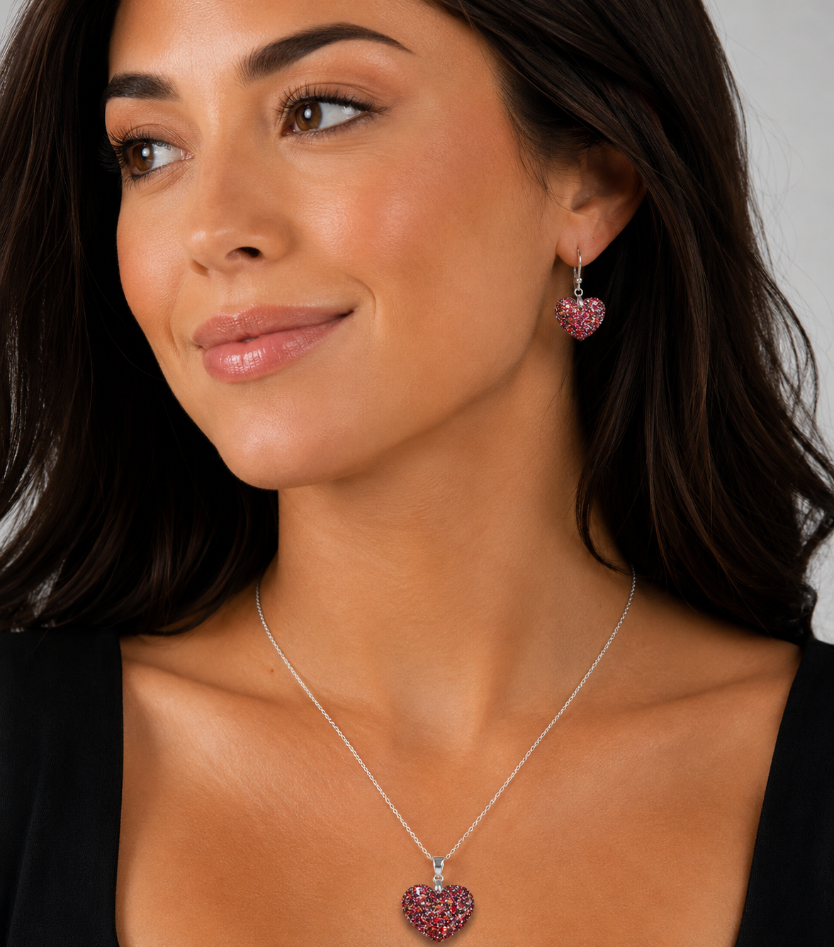 Medium Faceted Heart Pendant and Earring set - Holographic Galaxy
