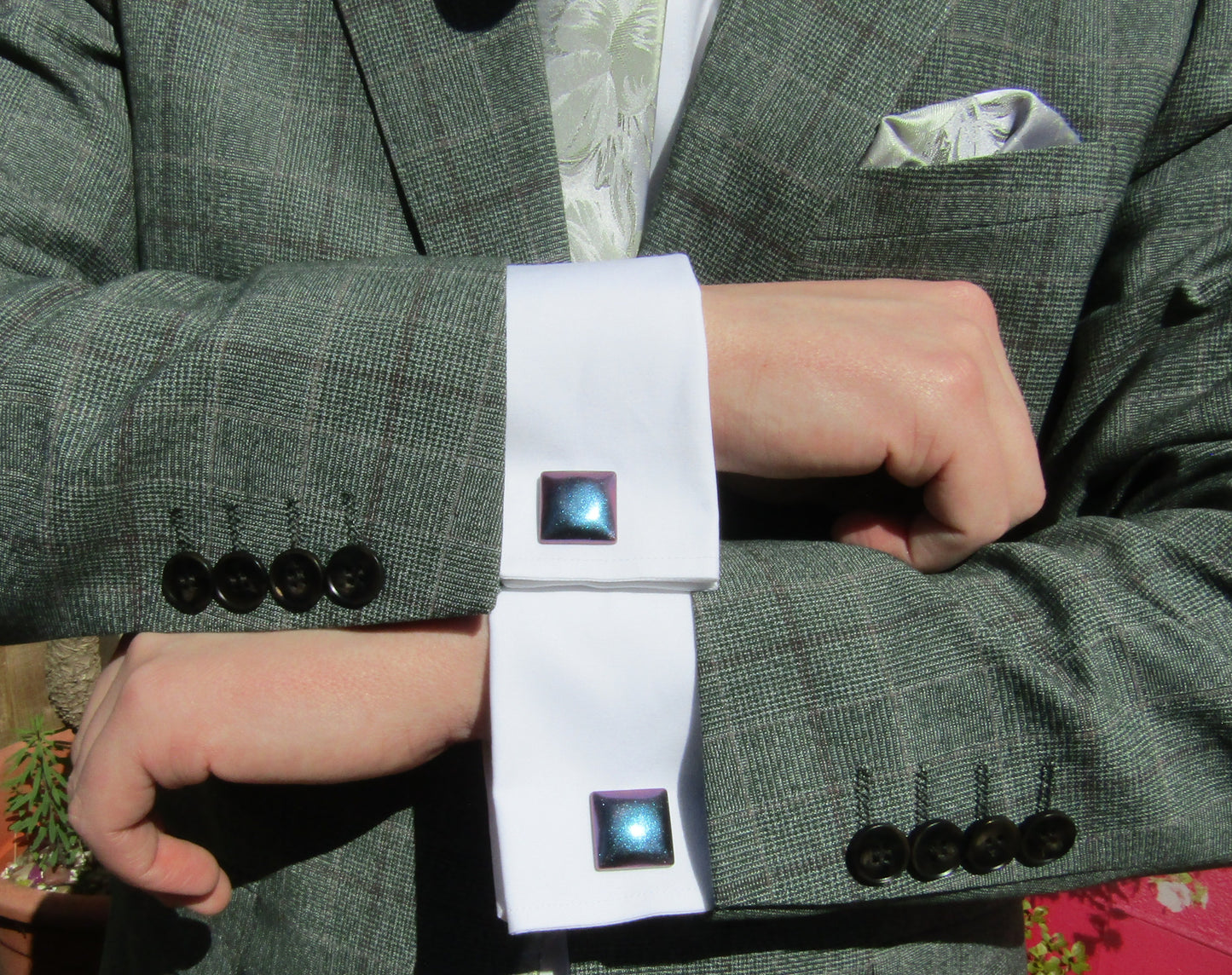 Galaxy Colour Shift Square Cufflinks