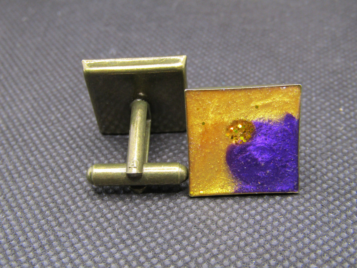 Gold/Purple Sparkle Square Cufflinks