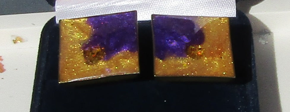 Gold/Purple Sparkle Square Cufflinks