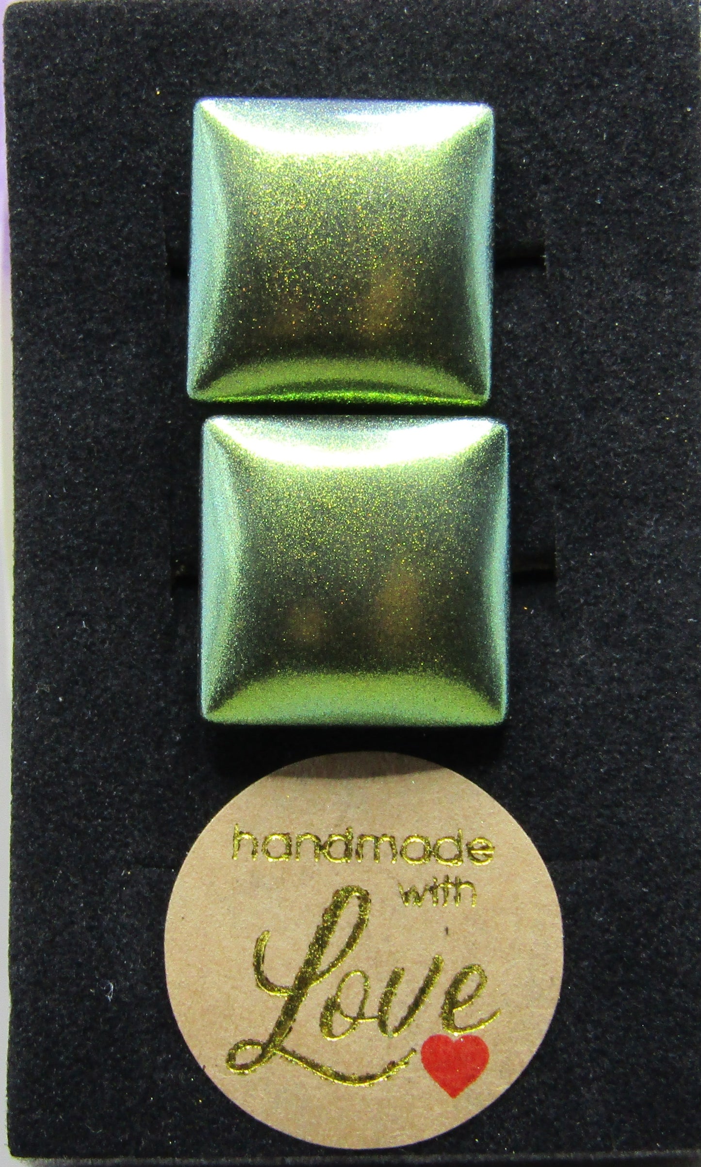 Gold coloured colour-shift square cufflinks