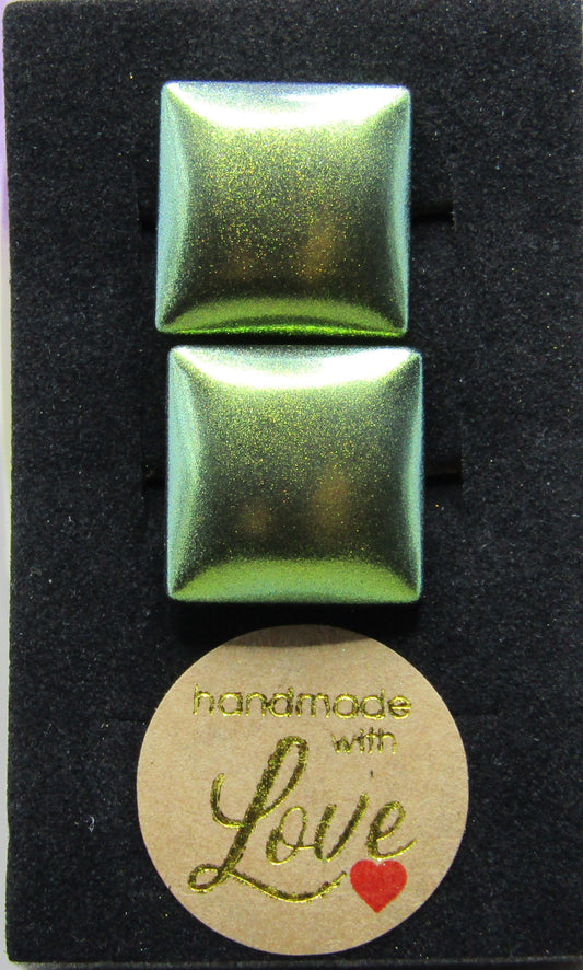 Gold coloured colour-shift square cufflinks