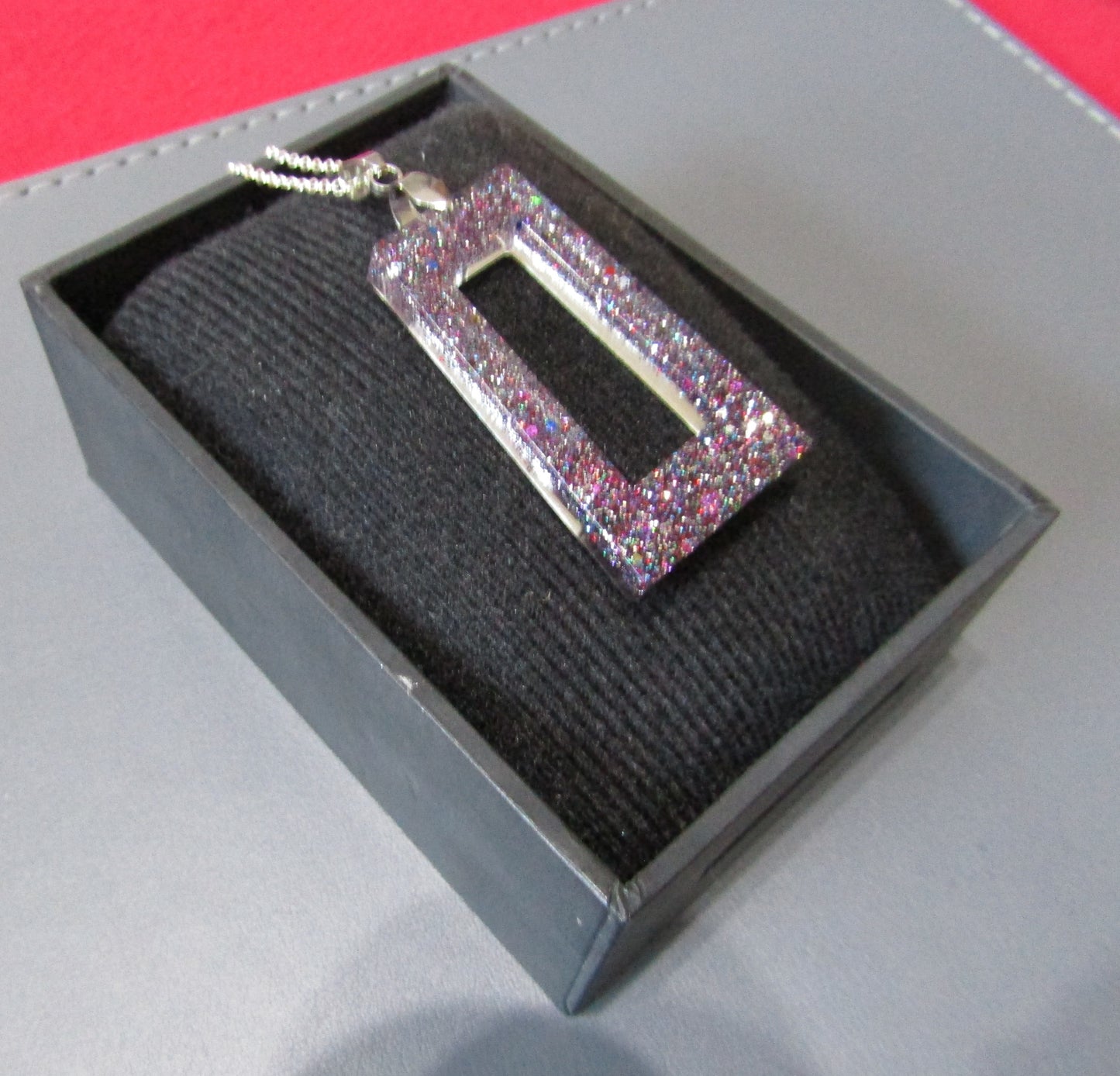 Cosmic Glitter Rectangle Necklace & Earring Set