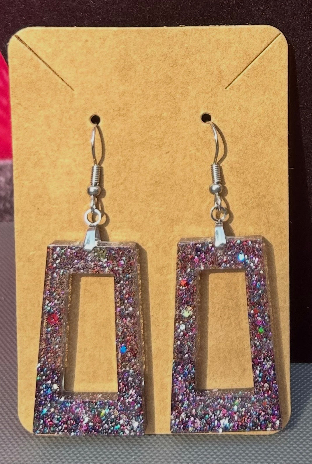 Cosmic Glitter Rectangle Necklace & Earring Set