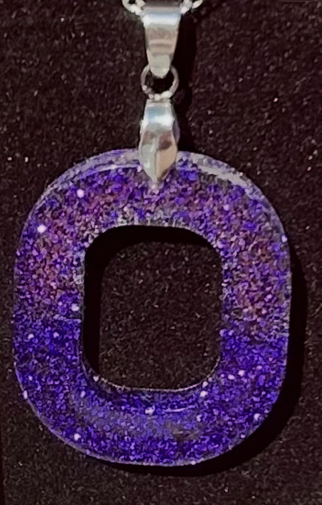 Purple Glitter Oval Necklace & Earring Set