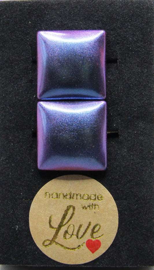 Violet colour-shift square cufflinks