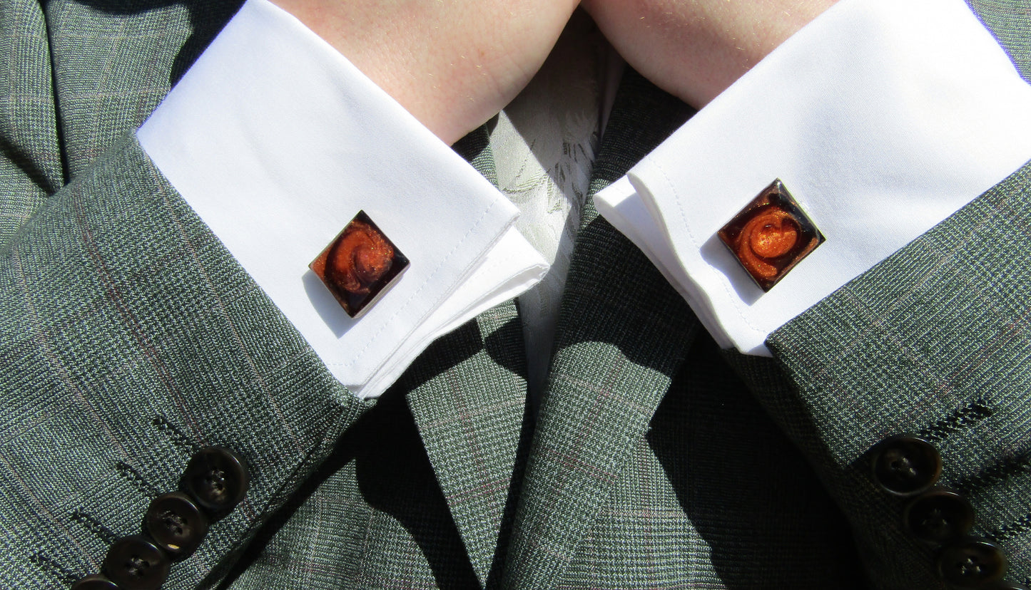 Orange/Brown Square Cufflinks