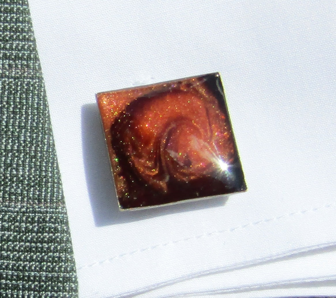 Orange/Brown Square Cufflinks