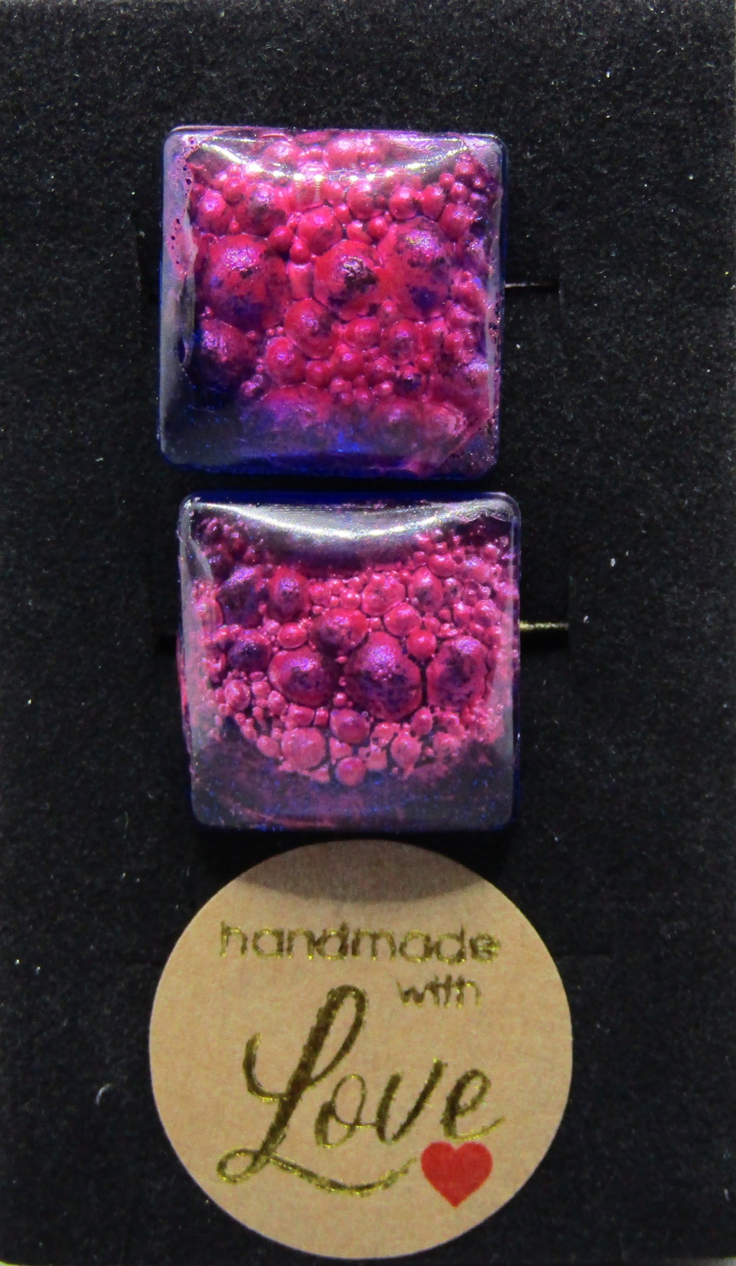 Blue/Pink Bubble Square Cufflinks