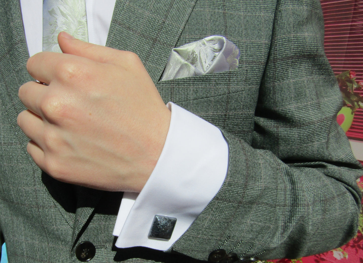Grey/Silver Square Cufflinks